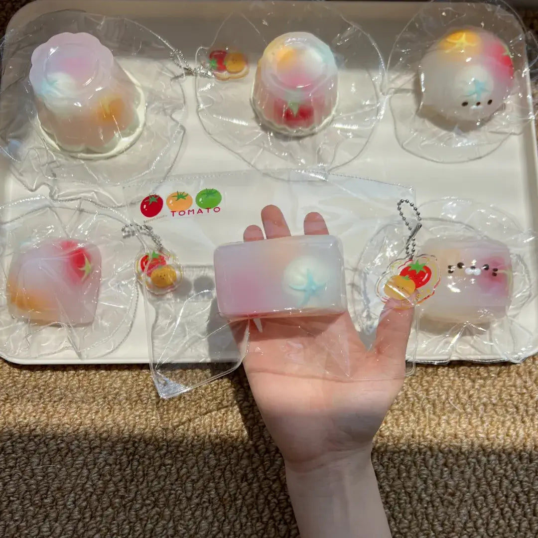 Handmade Tomato Filling Mochi Pudding Squishy Toy - Soft ASMR Stress Relief