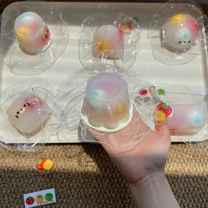Handmade Tomato Filling Mochi Pudding Squishy Toy - Soft ASMR Stress Relief