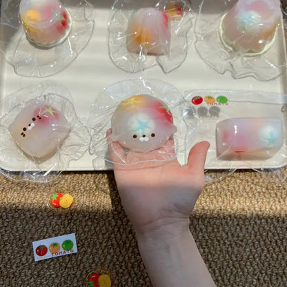 Handmade Tomato Filling Mochi Pudding Squishy Toy - Soft ASMR Stress Relief