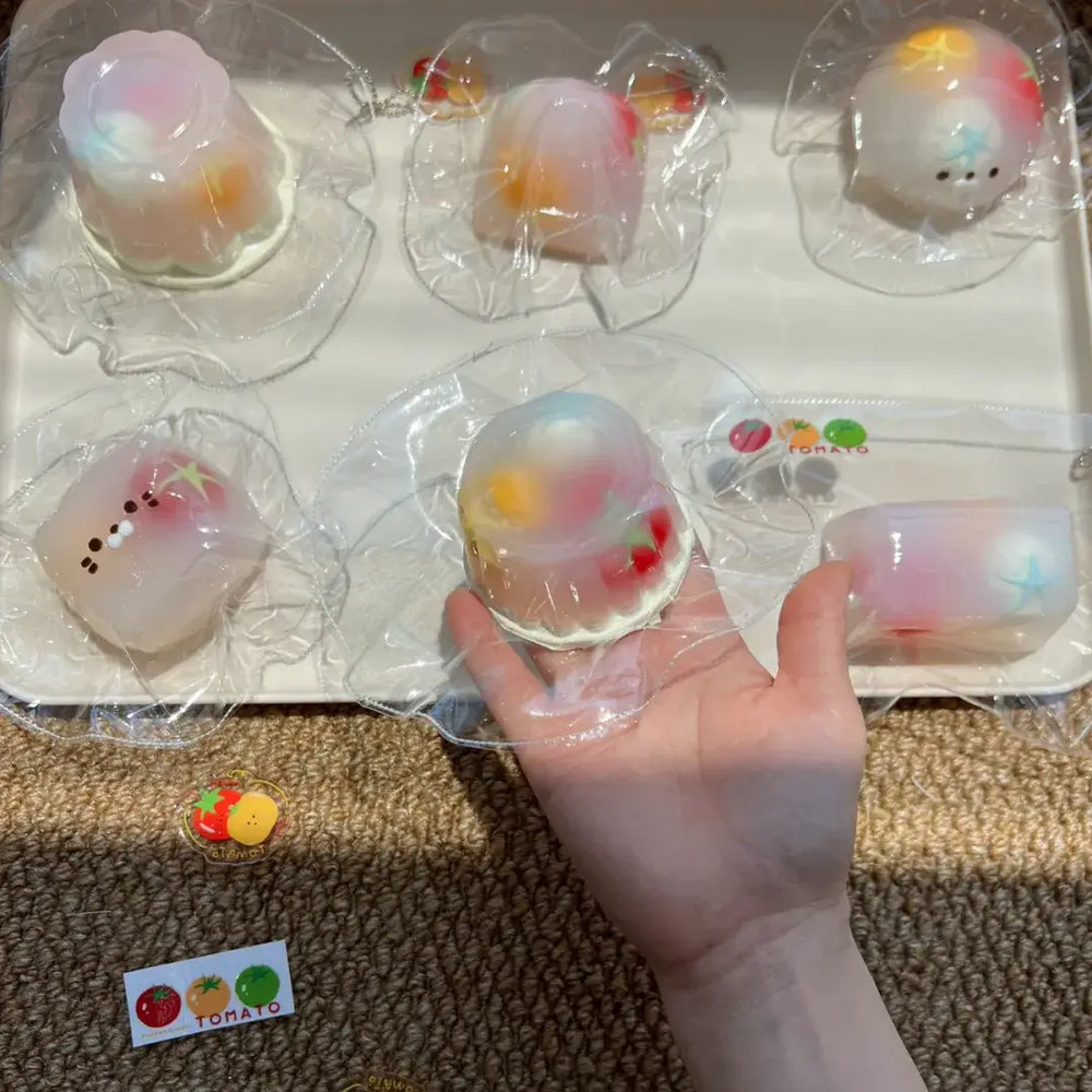 Handmade Tomato Filling Mochi Pudding Squishy Toy - Soft ASMR Stress Relief