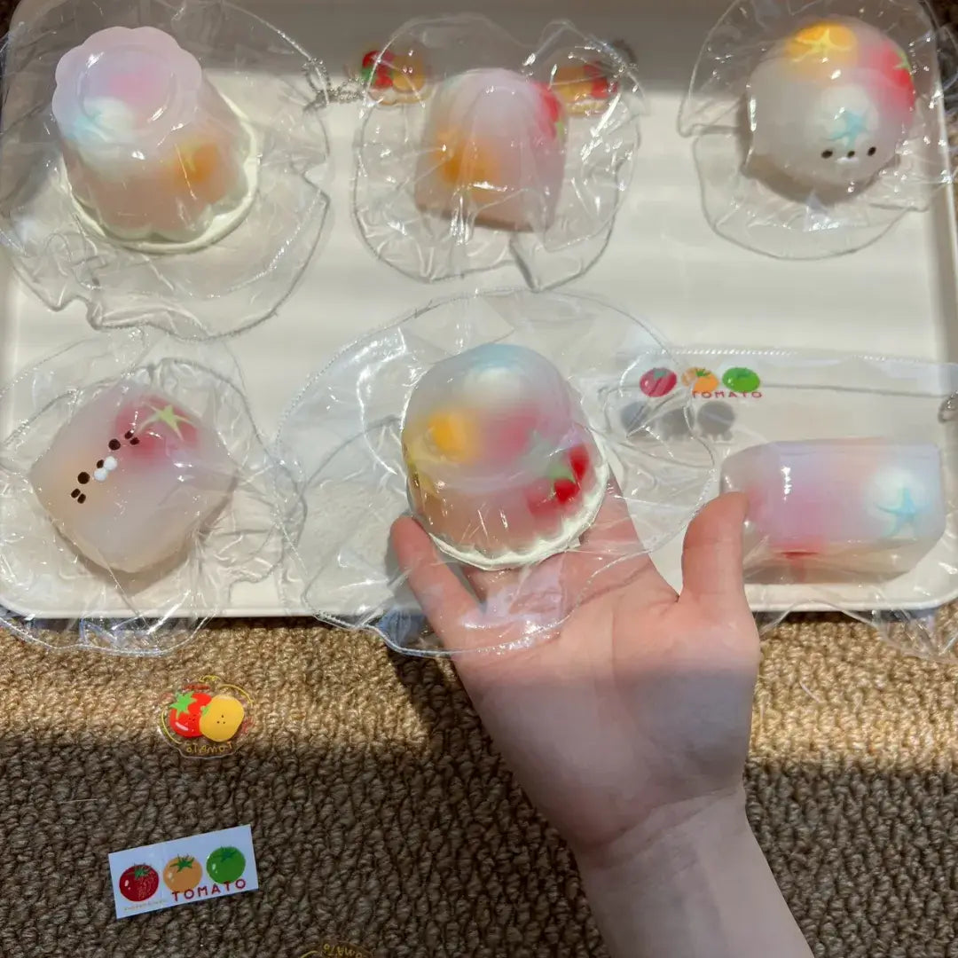 Handmade Tomato Filling Mochi Pudding Squishy Toy - Soft ASMR Stress Relief