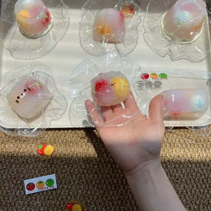 Handmade Tomato Filling Mochi Pudding Squishy Toy - Soft ASMR Stress Relief