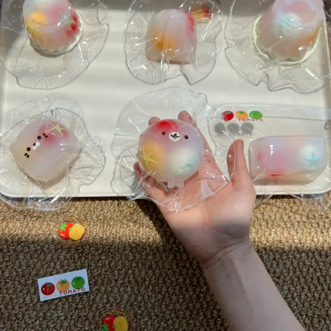 Handmade Tomato Filling Mochi Pudding Squishy Toy - Soft ASMR Stress Relief