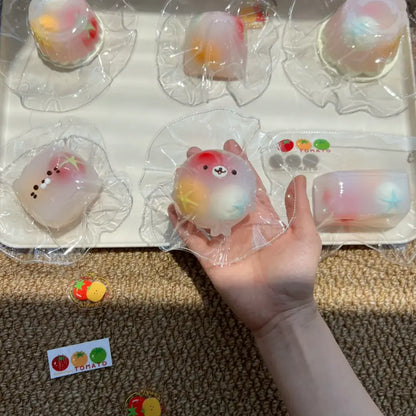 Handmade Tomato Filling Mochi Pudding Squishy Toy - Soft ASMR Stress Relief