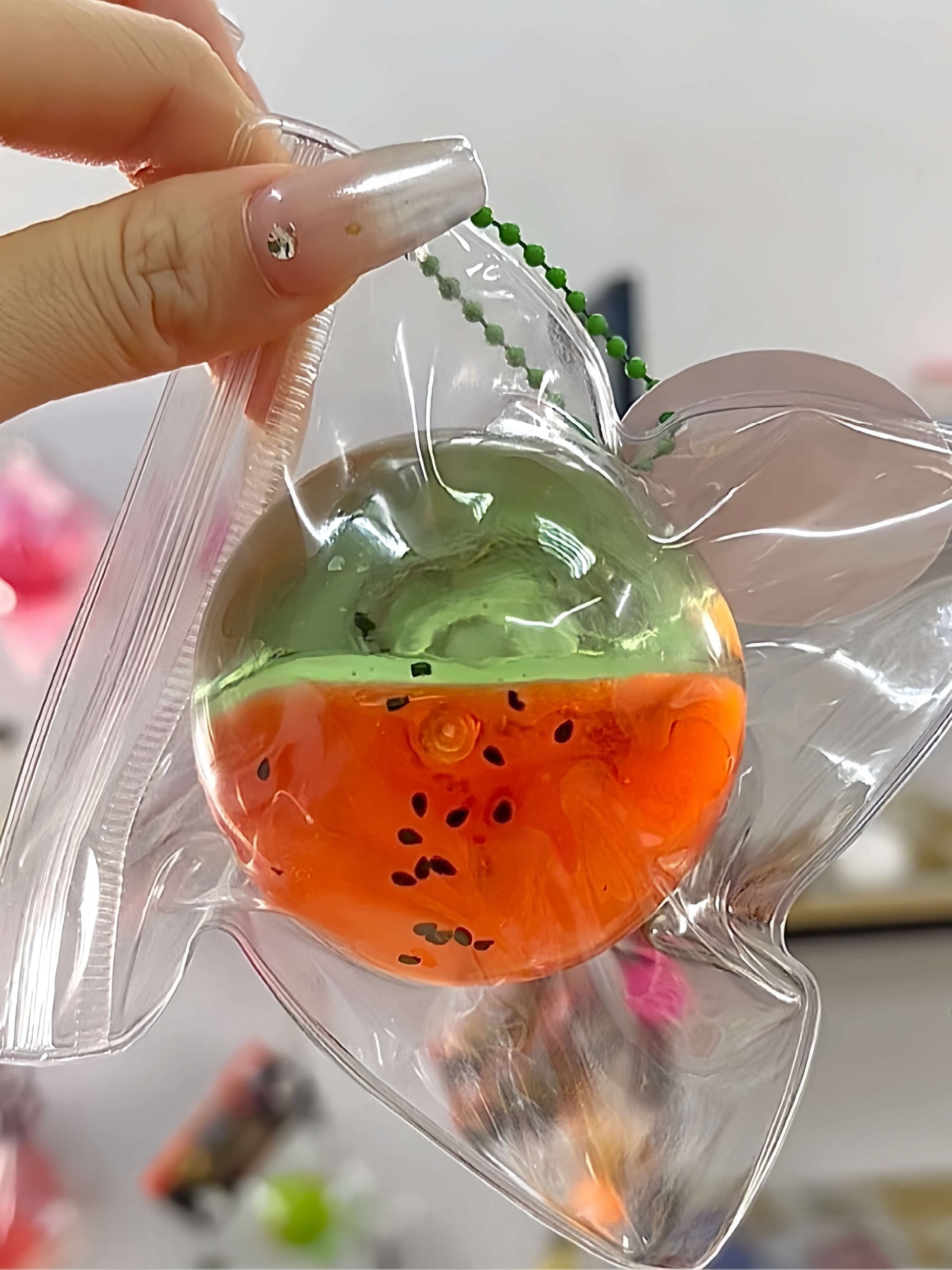 CHIBOKI 2025 summer new arrival layered dual-color flowing sand stress ball, watermelon layered, heavy weight handmade for...
