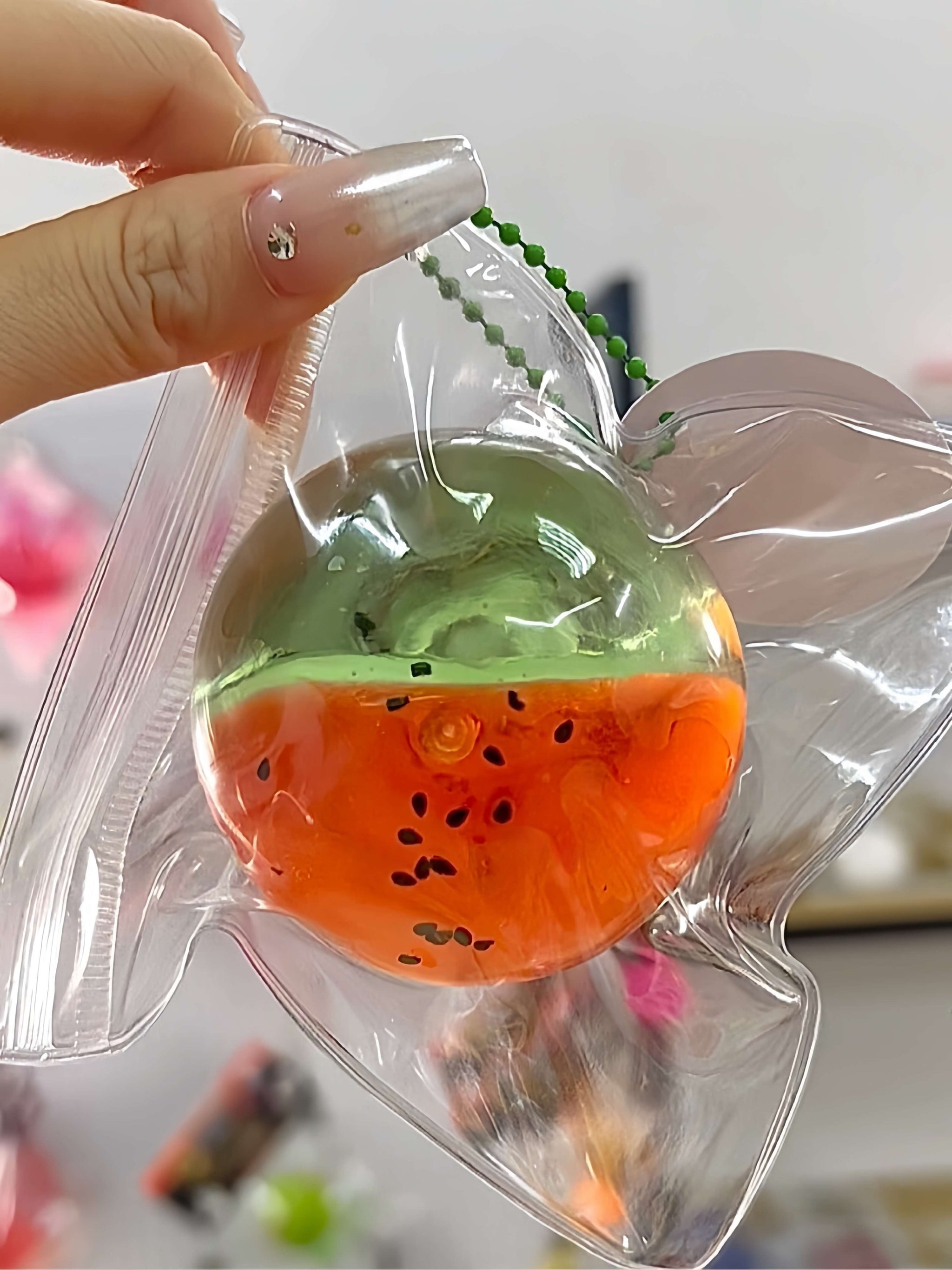 CHIBOKI 2025 summer new arrival layered dual-color flowing sand stress ball, watermelon layered, heavy weight handmade for...