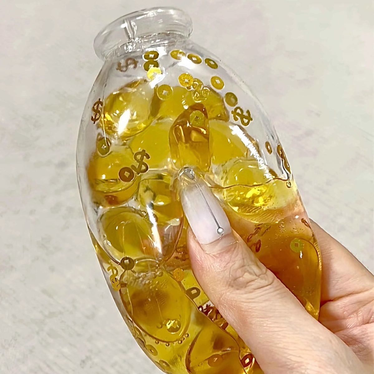 [CHIBOKI] Clear Bottle Squishy Ball – Handmade Stress Relief Desk Toy | Crystal & Soda Bottle