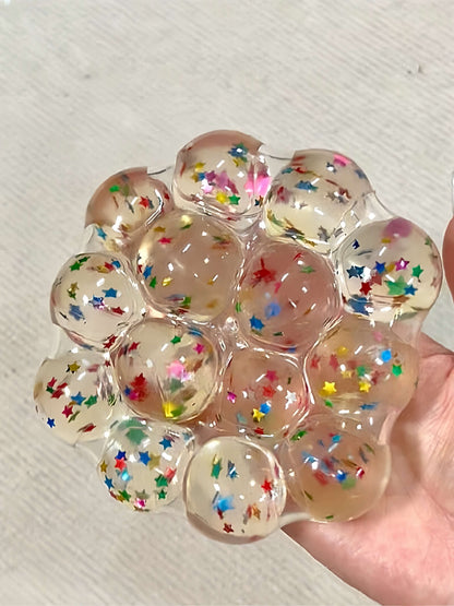 Lovesquishy star-filled jumbo pearl squishy ball, handmade stress relief toy