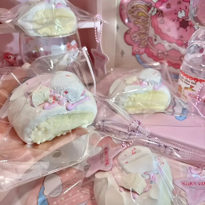 Cute Strawberry Cream Cake Slice Silicone Squishy Toy