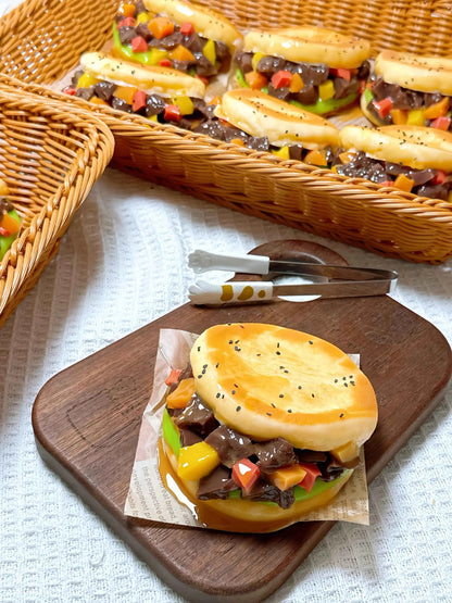 Chinese-Style Burger Squishy: Handcrafted Asian Comfort Toy