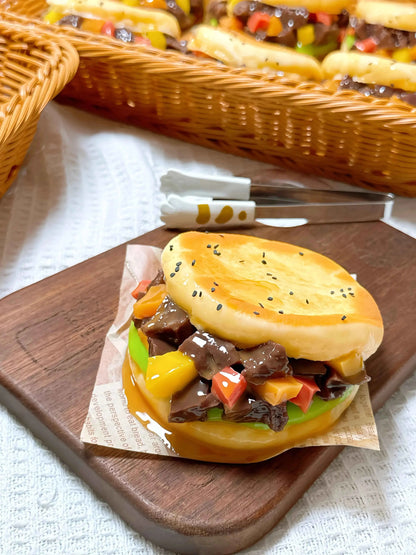 Chinese-Style Burger Squishy: Handcrafted Asian Comfort Toy
