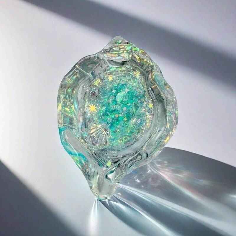 Holographic Glitter Seashell Squishy: Handcrafted Stress Relief