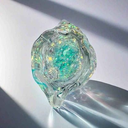 Holographic Glitter Seashell Squishy: Handcrafted Stress Relief