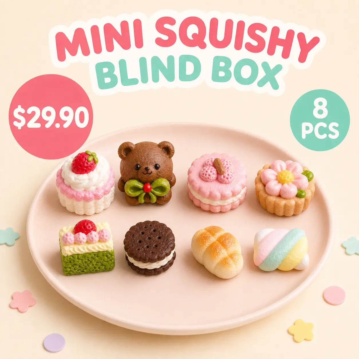 Mini Squishy Mystery Pack – Random Dessert & Animal Toys