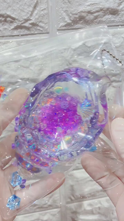 Holographic Glitter Seashell Squishy: Handcrafted Stress Relief