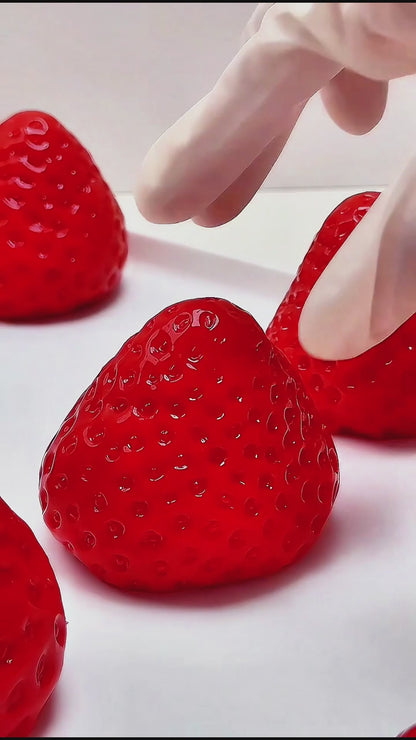 Snow-Topped Strawberry Squishy: Handcrafted Silicone Dessert Toy
