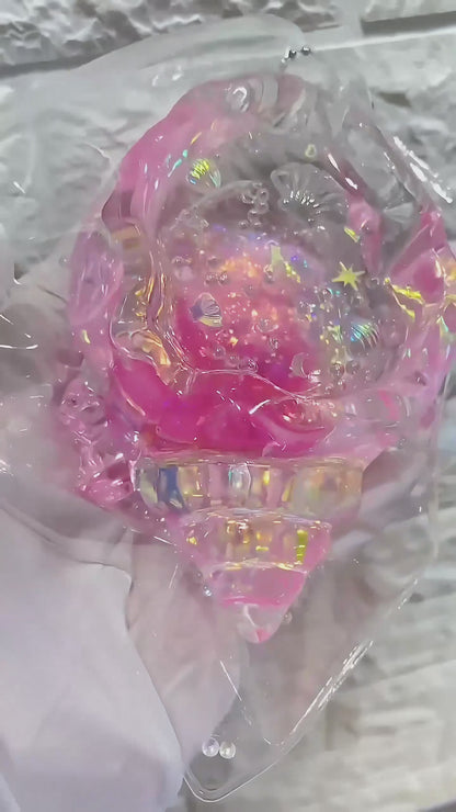 Holographic Glitter Seashell Squishy: Handcrafted Stress Relief