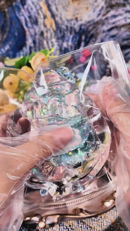Holographic Glitter Seashell Squishy: Handcrafted Stress Relief