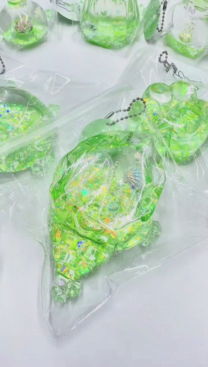 Holographic Glitter Seashell Squishy: Handcrafted Stress Relief