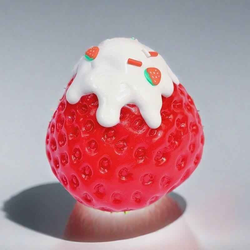 Snow-Topped Strawberry Squishy: Handcrafted Silicone Dessert Toy