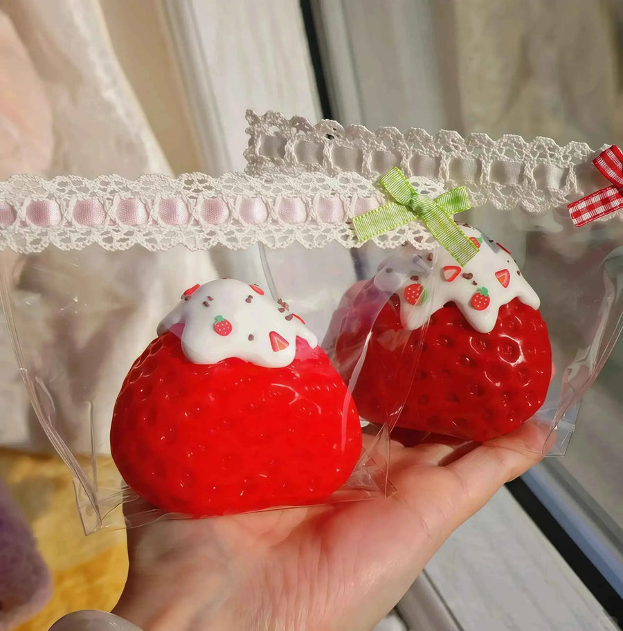 Snow-Topped Strawberry Squishy: Handcrafted Silicone Dessert Toy