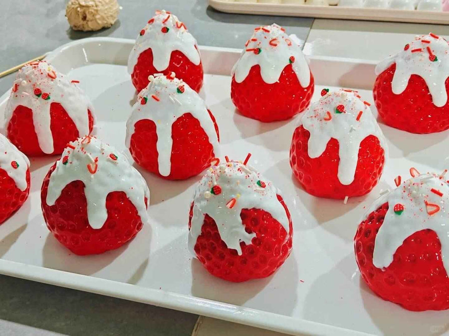 Snow-Topped Strawberry Squishy: Handcrafted Silicone Dessert Toy